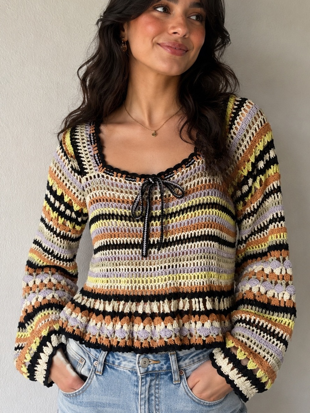 Ulla Johnson Constanza Stripe-pattern Crochet Top
